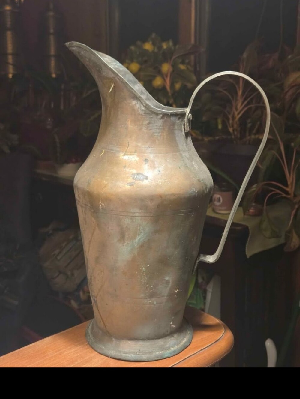 ***SOLD***   Vintage Large Solid Copper Hammered Copper Pitcher 128oz - 14" H